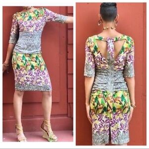 Tracey Reese Anthropologie Crepe Silk Combo T Dress in Spliced Nouveau Cutouts 2